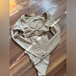 SKIMS nude long sleeve bodysuit thong